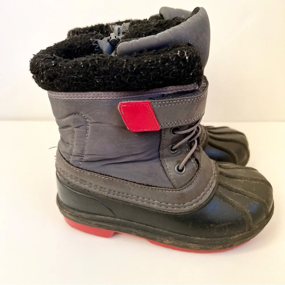 Cat & jack winter snow boots size 10 black gray red